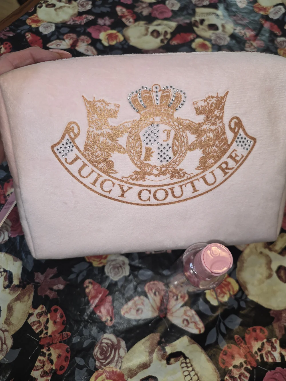 💖 NEW Juicy Couture Velour Cosmetic Bag & Travel Bottle Set – Blush Pink 💖